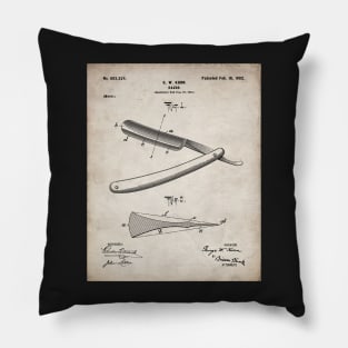 Straight Razor Patent - Stylist Barber Bathroom Decor Art - Antique Pillow