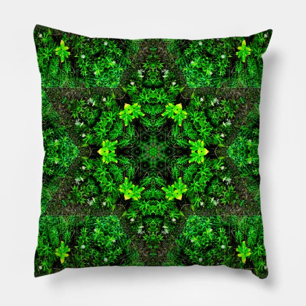 Mandala Kaleidoscope in Shades of Green Pillow by Crystal Butterfly Creations