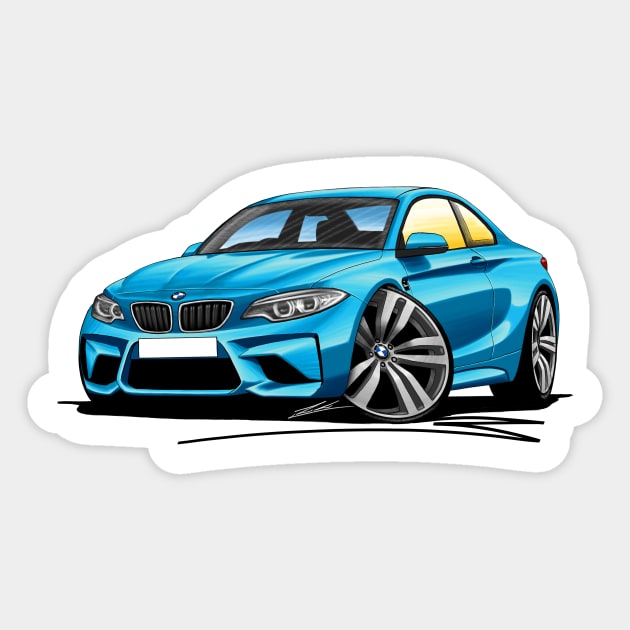 BMW M2 (F87) Blue Caricature Car Art - Bmw M2 - Sticker