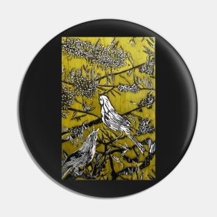 Australian Bird Woodcut 2 (Pale Olive) Pin