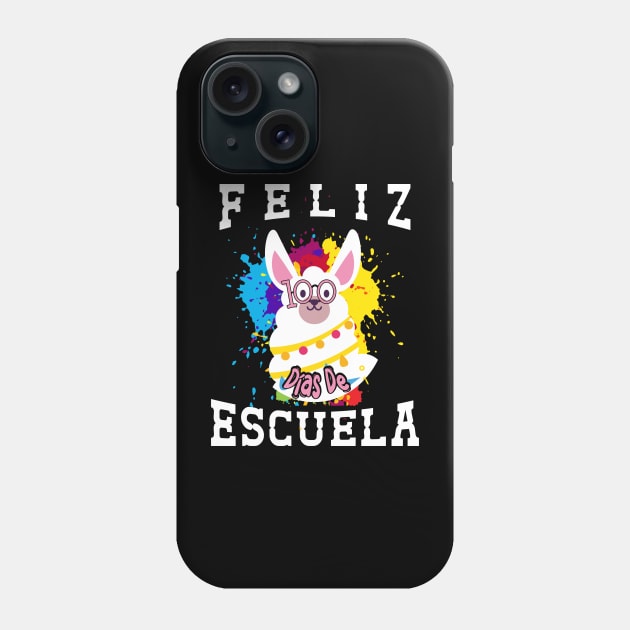 Llama Feliz 100 Dias De Escuela - 100 Days of School Spanish Phone Case by uglygiftideas