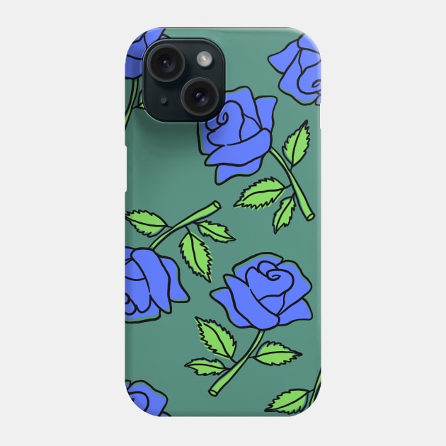 Blue Roses Pattern in Alexandrite Color Phone Case by aybe7elf