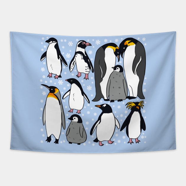 Penguins cute illustration Tapestry by Yarafantasyart