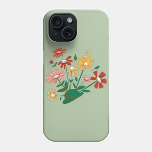 Green Bowler Hat with a display of blooming flowers. Phone Case