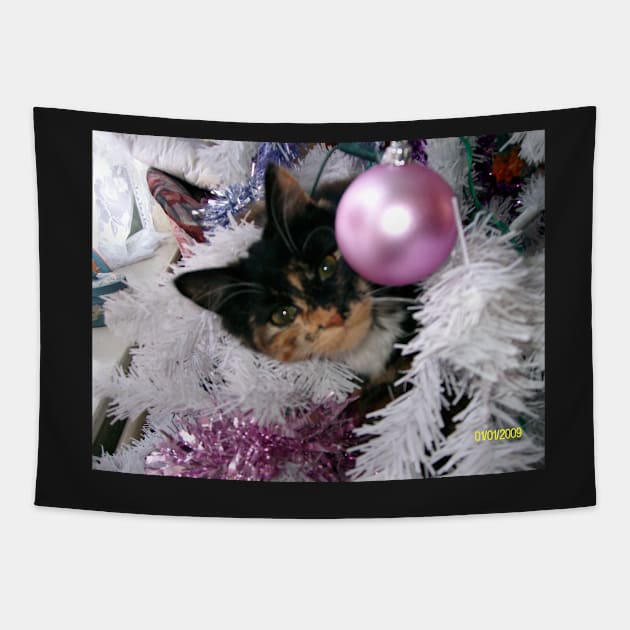 Christmas cat Tapestry by Ladymoose