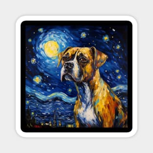 Boxer Dog Painted in Starry Night style Magnet