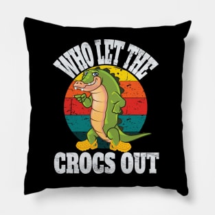 Who Let The Crocs Out Fun Retro Vintage Party Shirt for Croc Lovers Pillow