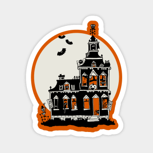 Vintage Style Haunted House - Happy Halloween Magnet