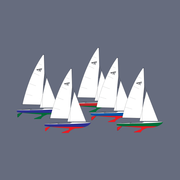 Flying Fifteen Sailboats Racing by CHBB