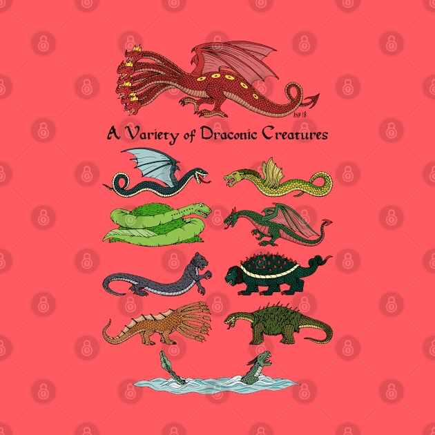 A Variety of Draconic Creatures by AzureLionProductions