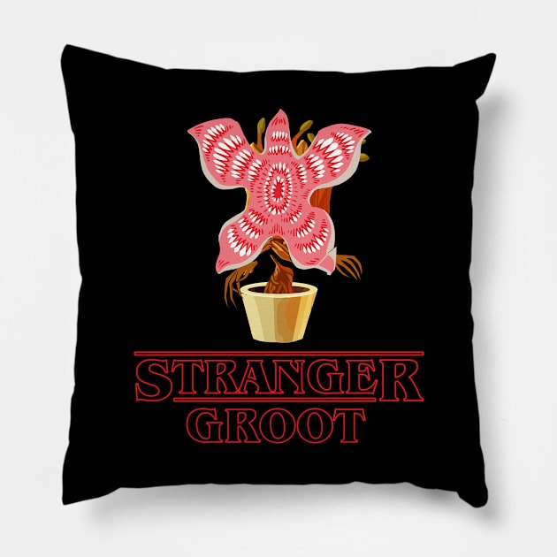 Guardians Of The Galaxy Stranger Things Groot Demogorgon Pillow by Rebus28