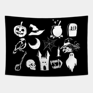 Cute Halloween Pumpkin Ghosts Witches Collection Tapestry