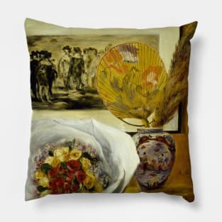 Still Life with Bouquet by Auguste Renoir Pillow