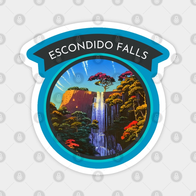 Vintage Escondido Falls at the Malibu Southern California Magnet by Mochabonk