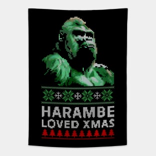 Harambe Loved Xmas -- Retro Ugly Sweater Tapestry