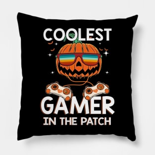 Kids Halloween Coolest Gamer In The Patch Boys Girls Pumpkin Shirt Pillow