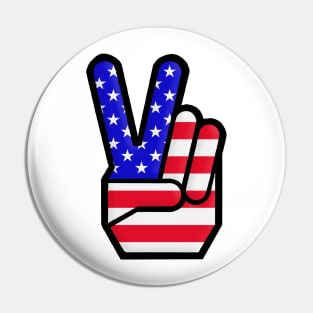 USA Peace Sign Hand Gesture Pin