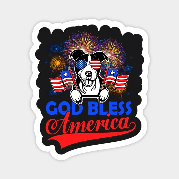 God Bless America 4th Of July Firework Dog Unisex Magnet by BelaReider