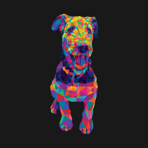 Rainbow Geometric Airedale Terrier by polliadesign