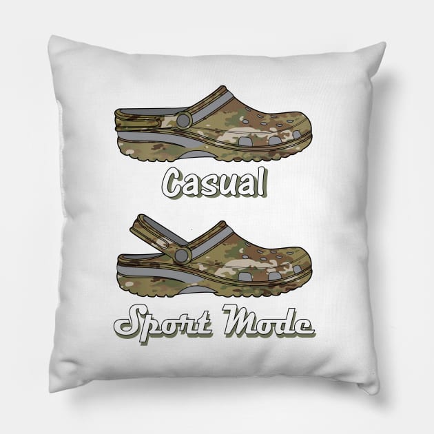 Casual Sport Mode Funny Camo Crocs Pillow by figandlilyco