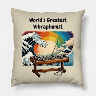 World's Greatest Vibraphonist Playing Vibraphone Vintage Retro The Great Wave Pillow