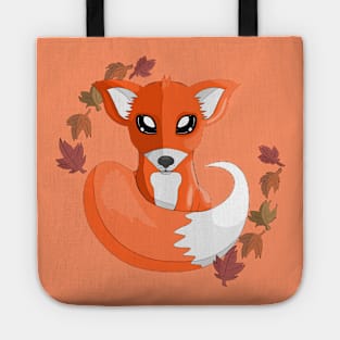 The Red Fox with Fall Leaves Tote