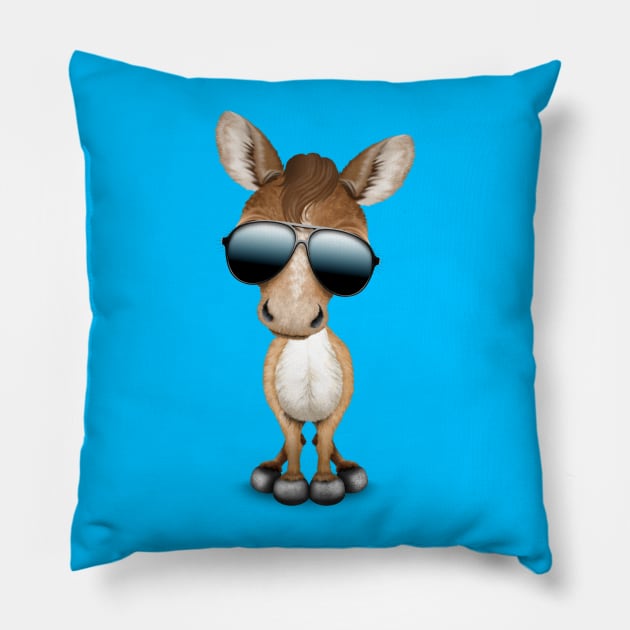 Cute Baby Pony Wearing Sunglasses Pillow by jeffbartels