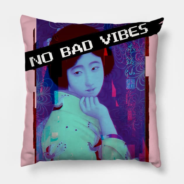 NO BAD VIBES Pillow by Blacklinesw9