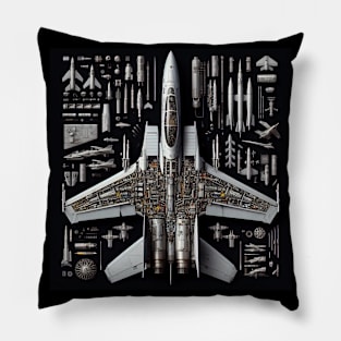 F14 Tomcat Fighter Jet Anatomy Equipment Pillow