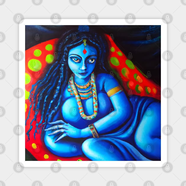 Goddess Kali, Blue Woman Magnet by Ravenglow