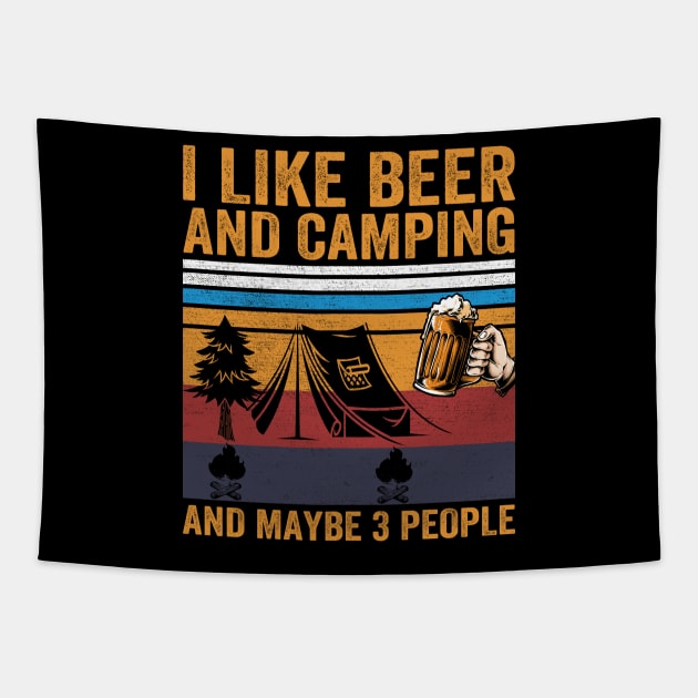 I Like Beer and Camping and Maybe 3 People Tapestry by DragonTees