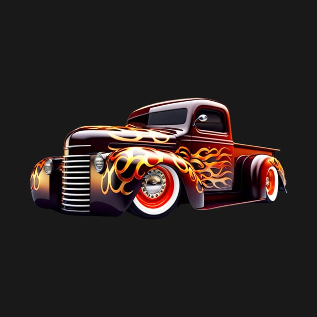 Hot Rod Truck Low Rider Pickup Truck Custom Pickup Truck by Tees 4 Thee