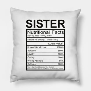 Sister Nutritional Facts Pillow