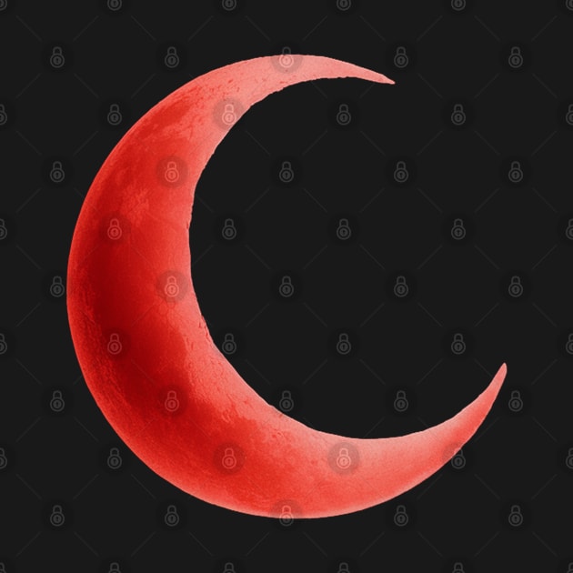 Cute glowing red crescent moon by Spaceboyishere