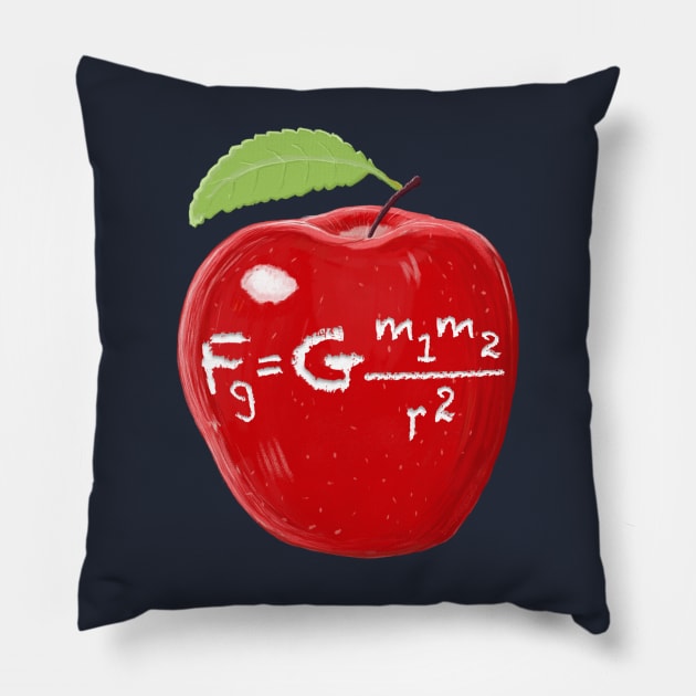 Science Teacher's Isaac Newton Law Of Gravity Apple Pillow by brodyquixote