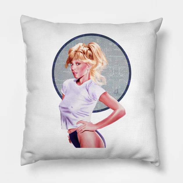 Judy Landers, the blonde guest star of the 80s Pillow by micheleamadesi