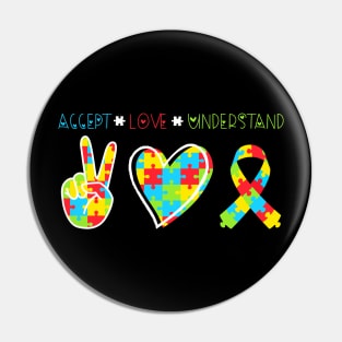 Accept Love Understand Puzzle Pin