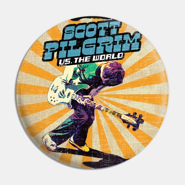 Scott Pilgrim Vs The World | Colorful Retro Style Sunburst Poster Pin by Nonconformist