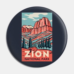 A Vintage Travel Art of the Zion National Park - Utah - US Pin