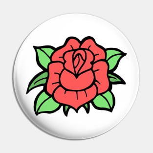 Doodle Red Rose Traditional Tattoo Pin