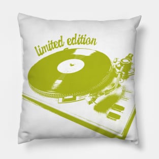 Green Turntable And Vinyl Record Illustration Pillow