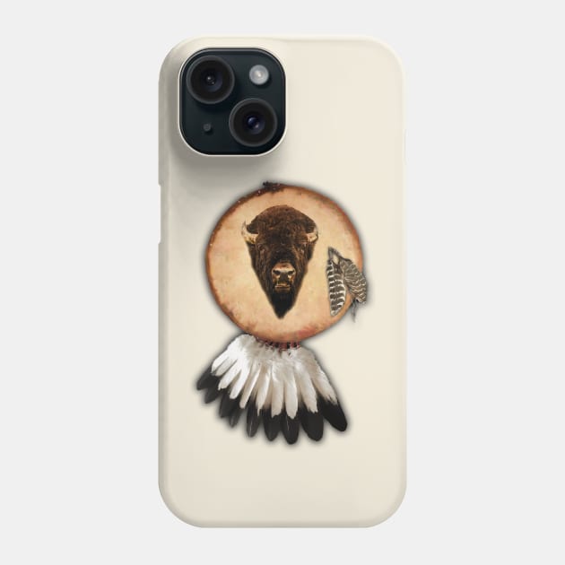 Bison head on Indian shield Phone Case by Guardi