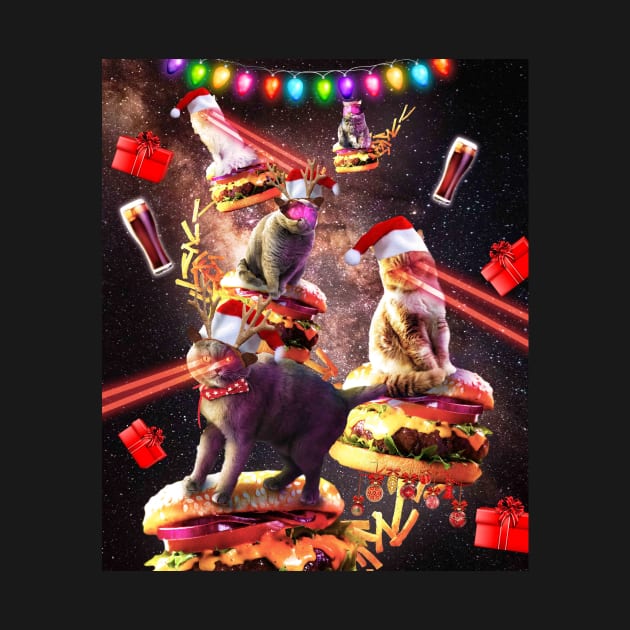 Space Burger Cat, Christmas Cats, Funny by Random Galaxy