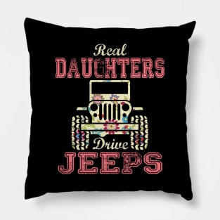 Real Daughters Drive Jeeps Cute Flower Jeep Floral Jeeps Women/Kid Jeep Lover Jeep Girl Pillow