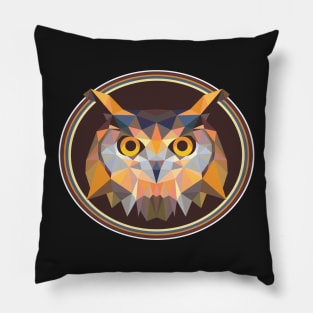 Owl Colorful Pop Art Bird Lovers Geometric Head Pillow