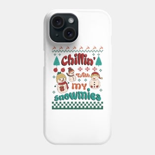Chillin With My Snowmies, Retro Christmas Phone Case