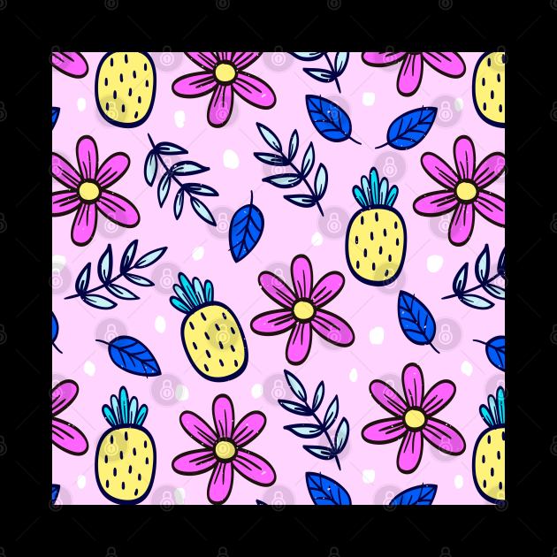 🍍 Pineapples and flowers pattern 🌼 by Pop Cult Store