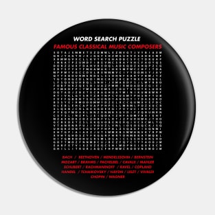 Word search puzzle "Famous Classical Music Composer" Pin