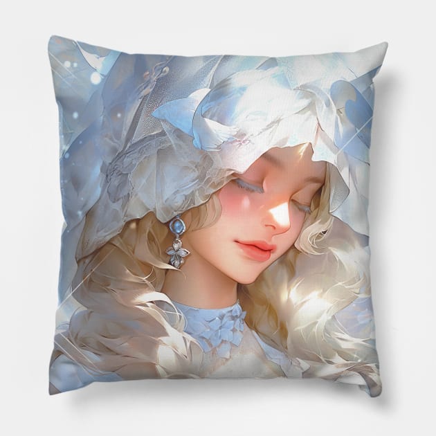 Cute anime girl - angelic nun anime girl Pillow by GothicDesigns