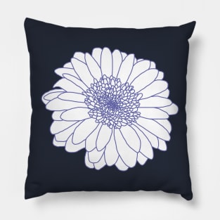 Very Peri Periwinkle Blue and White Flower Line Drawing Pillow